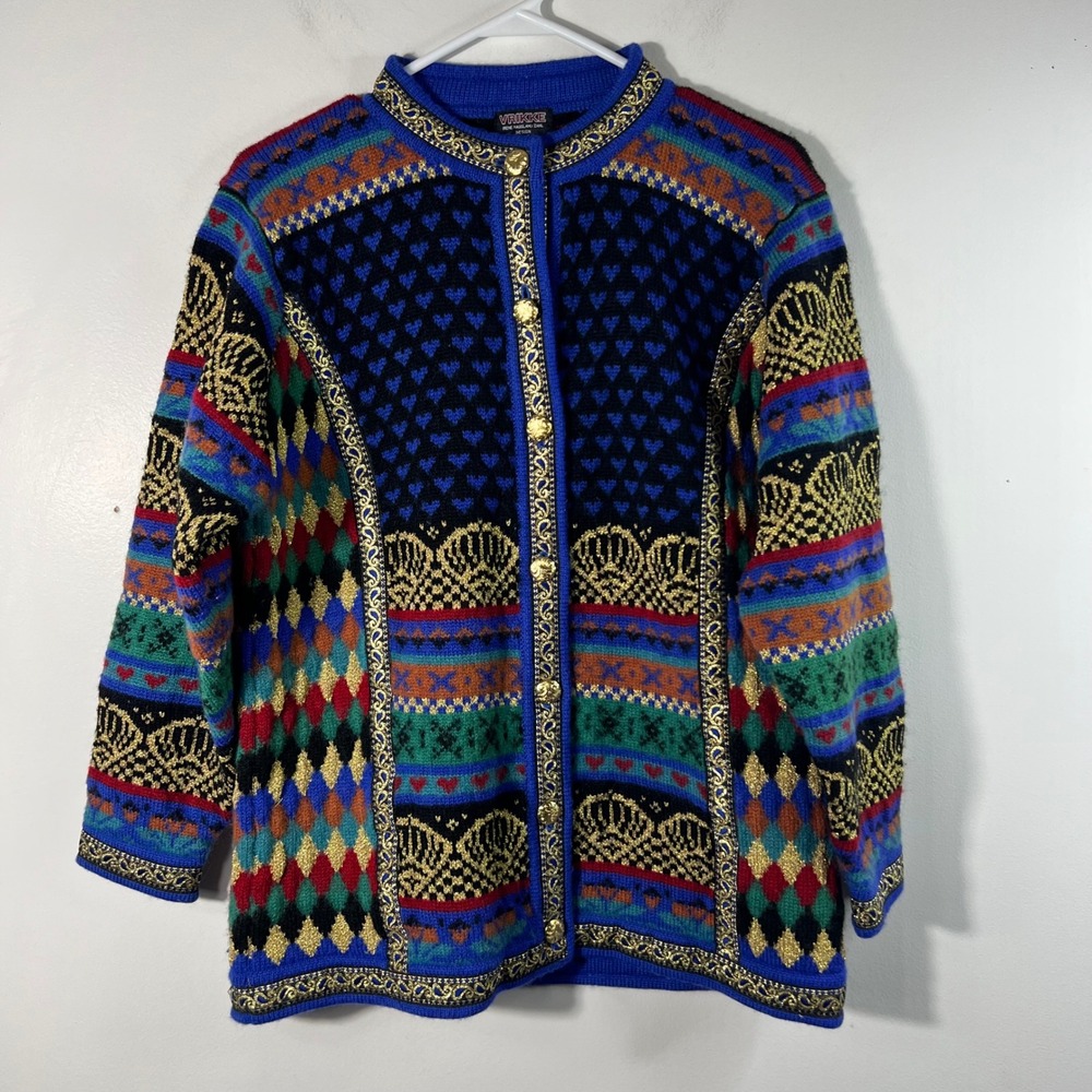 Vrikke Fair‎ Isle Norwegian Cardigan Irene Haugland Zahl Design S Wool NWOT
